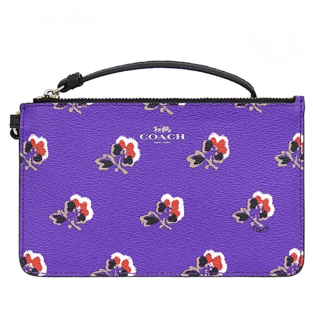 COACH SMALL WRISTLET IN BRAMBLE ROSE PRINT CANVAS